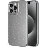Musal iPhone 15 Pro Max Kılıf Kamera Korumalı Simli Parıltılı Lüks Silikon (GRI)