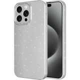 Musal iPhone 15 Pro Max Kılıf Kamera Korumalı Simli Parıltılı Lüks Silikon (GÜMÜŞ)