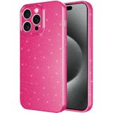 Musal iPhone 15 Pro Max Kılıf Kamera Korumalı Simli Parıltılı Lüks Silikon - Pembe