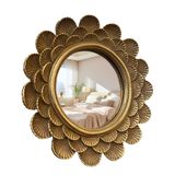 Musanpou Vintage Makyaj Masası Aynası, Antika Geleneksel Yuvarlaklık Masa Aynası Vintage Altın, Tuvalet Masası, Yatak Odası, Banyo, Masa Üstü, Antik, 17 cm x 17 cm