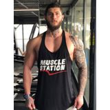 Muscle Station Musclestation Toughman Tank Black Workout Fitness Atlet