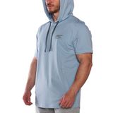 MuscleCloth MC-X Kapüşonlu Açık Mavi Kısa Kollu Erkek Sweatshirt