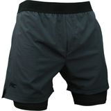 Musclecloth Performance 2 In 1 Erkek Taytlı Şort Gri Siyah - Gri - Siyah