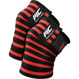 Musclecloth Pro Knee Wraps Diz Bandajı 2'li Paket - Cırt Bantlı Siyah Kırmızı - Standart - Siyah - Kırmızı