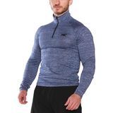 MuscleCloth Pro Stretch Fermuarlı Uzun Kollu Lacivert Erkek T-Shirt