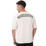 MuscleCloth Washed Kırık Beyaz Erkek Oversize T-Shirt