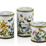 Muse Garden Dekoratif Porselen Kavanoz Seti, Kelebek ve Çiçek Desenli, 3 Parça, 10-16 cm