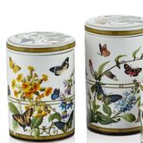 Muse Garden Kelebek Desenli Dekoratif Porselen Kavanoz Seti, 16 cm ve 13,8 cm, 2 Parça, Beyaz