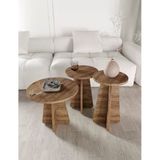 Mush 3Lü Zigon Sehpa, Beyaz, Ceviz, Meşe, Traverten Desenli- Tamamı Mdf
