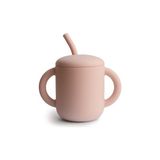 Mushie Pipetli Silikon Alıştırma Bardağı - Blush - Renkli