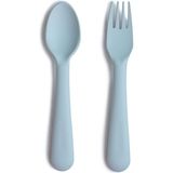 Mushie Powder Blue 6+ Ay Bebek Çatal Kaşık Seti - Mavi