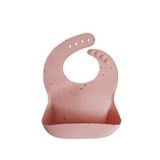 Mushie Powder Pink Confetti Silikon Kolsuz Mama Önlüğü