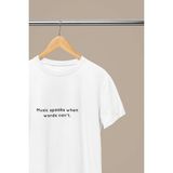 Musıc Baskılı Standart Kalıp Bisiklet Yaka Pamuklu Retro Vintage Kadın Tshırt - Beyaz - XL