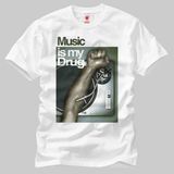 Music Is My Drug Erkek Tişört - XXL - Beyaz
