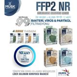 Musk Ffp2 Maske 40 Adet (Turkuaz,taba,yeşil,krem)