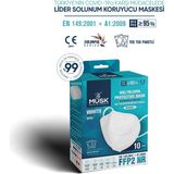 Musk FFP2/N95 Beyaz Maske 50 Adet Ergonomik Tasarım ile Nefes Alabilir Koruma