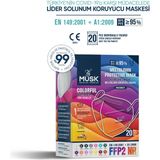 Musk Ffp2/N95 Maske 20 Adet Mix Colorful Kutusu Meltblown Filtre ile Yüksek Koruma Sağlar - Beyaz