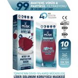 Musk KF94 Ffp2 Maske Bordo Renk 10 Adet 4D Tasarım ile Konforlu ve Güvenli Koruma