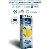 Musk KF94 FFP2 Sarı Maske 10 Adet Yüksek Koruma ve Filtrasyon Özelliği ile Konforlu Kullanım