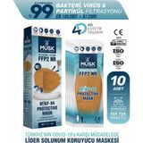 Musk KF94 Kore Tipi FFP2 Maske 10 Adet - Taba