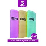 MUSKY 3'lü Mikrofiber Temizlik Bezi | Sihirli Bez | 3lü Paket | Goldserisi | 40x60cm Cam,banyo,vitrin Bezi