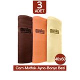 MUSKY 3'lü Mikrofiber Temizlik Bezi | Sihirli Bez | 3lü Paket | Kahve Serisi | 40x60cm Cam,vitrin,mutfak