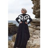Muslima Wear Tomiris Siyah Modern Desenli Yün Yelek