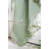 Müslin 4 Katlı Bebek Battaniyesi 110CM x 110CM%100 Doğal Organik Pamuk Yeşil Renk - 110 x 110 cm - Çok Renkli