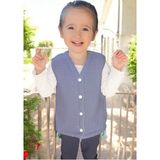 Müslin Bebek Yelek Organik Müslin Çocuk Yelek Yenidoğan Yelek Kışlık Bebek ve Çocuk Yelek - Mint - Indigo - 3 - 4 Yaş
