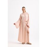 Müslin Iki Yandan Yırtmaçlı Etek - L - XL - Açık Pembe