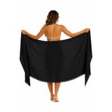 Müslin Peştemal Plaj Havlusu%100 Pamuk 90x180 cm Hafif ve Hızlı Kuruyan Siyah