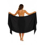 Müslin Peştemal Plaj Havlusu%100 Pamuk 90x180 cm Hafif ve Hızlı Kuruyan Siyah