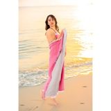 Müslin Plaj Havlusu/peştemal/banyo/sauna/hamam Havlusu %100 Pamuk Müslin 4 Katlı 100X200 Battal Boy - 100 x 200 cm - Pembe - Gri