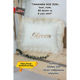 Müslin Yeni Doğan 4katlı Organik %100PAMUK Kişiye Özgü Nakışlı Hastane Çıkış Seti-Papatya - Ekru - 0 - 3 Ay