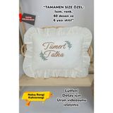 Müslin Yeni Doğan 4katlı Organik %100PAMUK Kişiye Özgü Nakışlı Hastane Çıkış Seti(Iki Dallı Model-2) - Ekru - 0 - 3 Ay