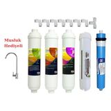 Musluk Hediyeli 5 Aşamalı Su Arıtma Cihazı Filtre Seti Inline Filtre+ Ro Membran + Post Karbon Kapalı Kasa Uyumlu Tam Set - 5li