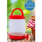 Musluklu Katlanir Su Bidonu Outdoor Akordiyon Kamp Cesme Piknik Damacana Icecek Sisesi Kova Kirmizi