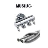 MUSLUQ İkili Taharet Musluğu Set - 2 Adet 70 cm Flex Hortum ve Ayna