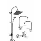 Musluq Krom 4lü Set Banyo Bataryası Eviye Bataryası Lavabo Bataryası Duş Tepe Yağmurlama Krom Setler
