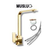 MUSLUQ Lüx Kare Gold Altın Rengi Mutfak Eviye Bataryası Musluğu