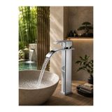 MUSLUQ Rocciarmatur Krom Şelale Lavabo bataryası Uzun Çanak Lavabo musluğu modern çift Su girişli