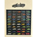 Musnig Oyuncak Araba Rafı 50'li Siyah MDF Malzemeden Hot Wheels ve Matchbox Arabalar İçin Uygun