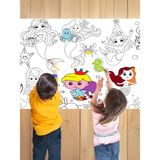 Musnig Sevimli Deniz Kızları Temalı Dev Boyama Kağıdı 2,5 Metre Rulo Boyama Kağıdı Çocuk Anaokulu ve Kreşler Için Aktivite Çocuk Eğitici Boyama - 62x250