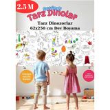 Musnig Sevimli Dinazorlar Temalı Dev Boyama Kağıdı 2,5 Metre Rulo Boyama Kağıdı Çocuk Anaokulu ve Kreşler Için Aktivite Çocuk Eğitici Boyama - 62x250