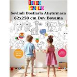 Musnig Sevimli Dostlarla Atıştırmalık Temalı Dev Boyama Kağıdı 2,5 Metre Rulo Boyama Kağıdı Çocuk Anaokulu ve Kreşler Için Aktivite Çocuk Eğitici Boyama - 62x250
