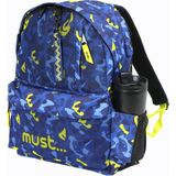 Must 584613 Kamuflaj Çift Cepli Ilkokul Sırt Çantası-Mavi / Neon Yeşil - Çok Renkli