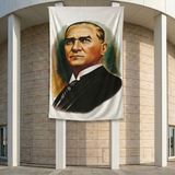 Mustafa K. Atatürk Portresi Poster Bayrak Premium Raşel Kumaş ATA12 2X3M