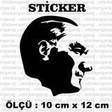 Mustafa Kemal Ataturk 2 Adet Sticker - Araba Motosiklet Kask Buzdolabi Cam Otomobil Atv Laptop Tablet Duvar Stickeri