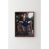 Mustafa Kemal Atatürk - Ahşap Desenli Çerçeve, Ceviz, 17 x 23, 23450000001981