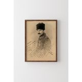 Mustafa Kemal Atatürk - Ahşap Desenli Çerçeve, Ceviz, 23 x 32, 23450000006682